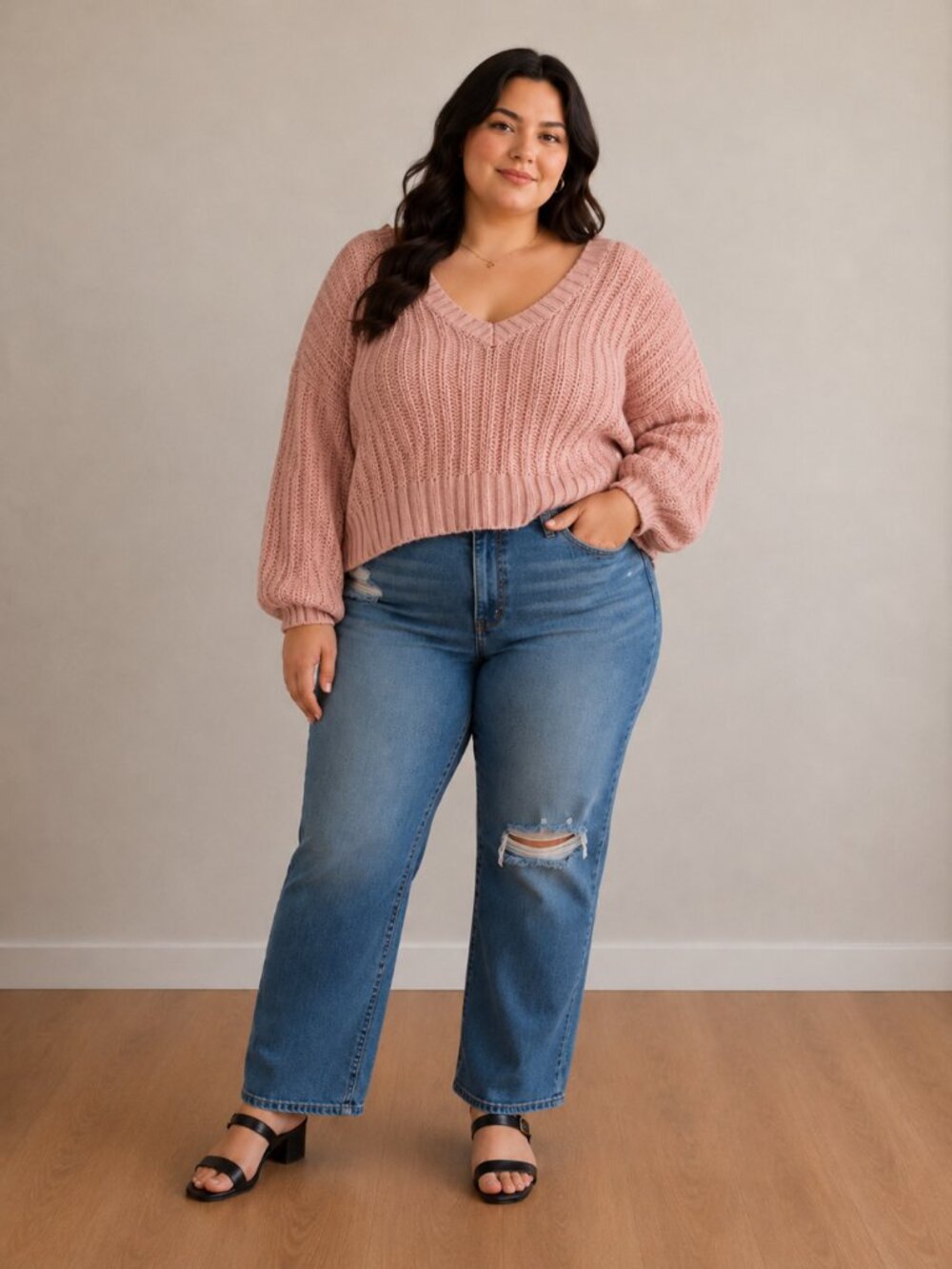 Aeropostale Cropped V-Neck Sweater